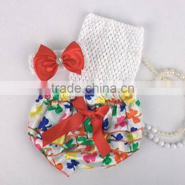 Wholesale Adorable Baby Diaper and Crochet Tube Top3 Sets , Satin Baby Bloomers, Baby Ruffle Bloomers , Toddler Cute Bloomer photo-2