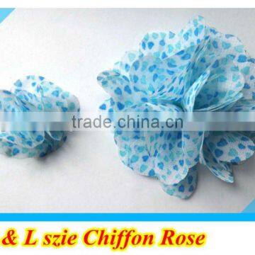 S M polka dot Chiffon Rose flower decorative hair flower