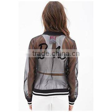 Women mesh letterman jacket / baseball women mesh jacket