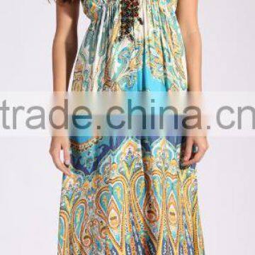 rayon printed comfortable hawaii style maxi dress