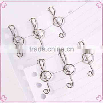 Metal silver color music note shaped promotional gift paper clips