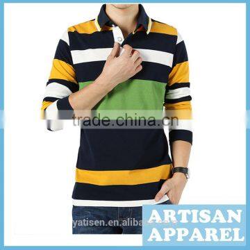 big stripe line men's polo shirt wholesale striped colorful collar polo shirts for man