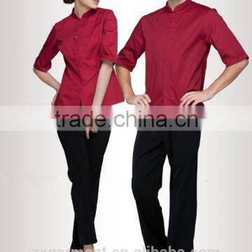 OEM Fashion Designer Poly Cotton red Hotel Men Jacket Chef Uniform