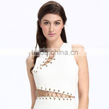 2017 New Eyelet With Golding Line Accessory Fashion Sexy Ladies Dress photo-2