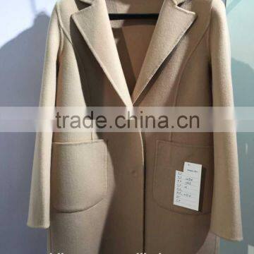 Ladies handle long style 100% Wool coat for Sring and Fall