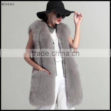 BOHAO Luxury Ladies Clothing faux fur Fox Fur Vest
