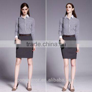 Ladies Formal Work Office Regular Fit Contrast Collar Cuff Cotton Shirt photo-2