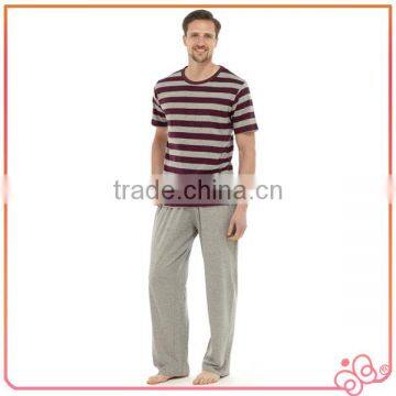 Summer 100%cotton Stripe Jersey Sleepwear for Men photo-2