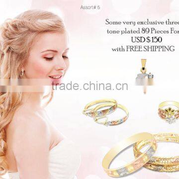 Some very exclusive combo three tone plated Jewelry of 89 Pieces For USD $ 150 with FREE SHIPPING