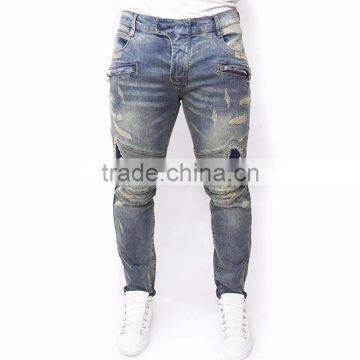 Biker Jeans Fashion Ripped Denim Trousers