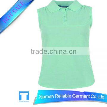 Sleeveless top brand t-shirts with turn down neck design