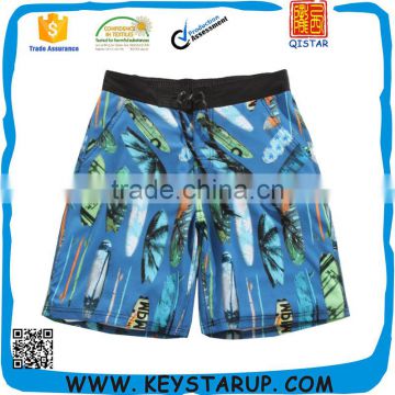 Lightweight Ready-made Man Blue Digital Printed Casual Quick Drying Beach Shorts