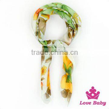 Chinese Cheap Soft Floral Pattern Jacquard Bandanna Flower Printing Smooth Kids Silk Scarf