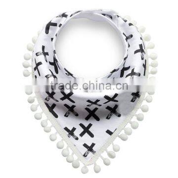 S17223A Soft Organic Cotton Baby Bandana Drool Bibs With Pom-Pom photo-2