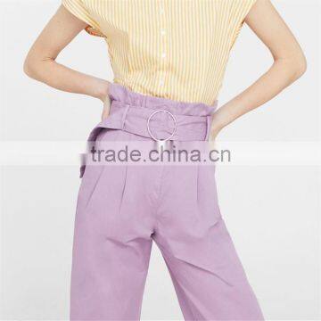 Hot Design Lavender Empire Waist Summer Trousers With Belt Loop photo-4
