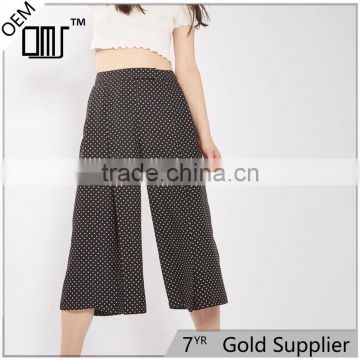 New Arrival Womens High Rise Polka Dot Wide Leg Cropped Slacks