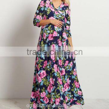 Dongguan plus size maternity clothes manufacturers nursing floral maxi dress