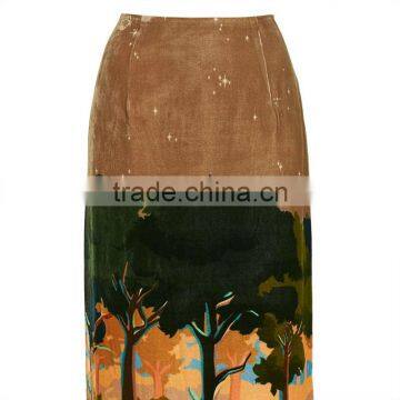 2017 OEM Spring Landscape Printed Valiant Long Maxi Skirts photo-6