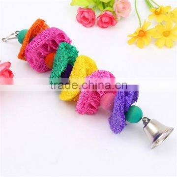 Newest Colorful Loofah Sponge Pet Bird Parrot Cage Macaw Cockatoo Cockatiel Conure Handmade Toy Plant Fibre Parrot Chew Toy photo-4