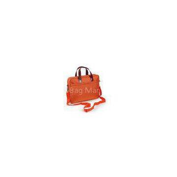 Orange Nylon Bag with Leather Handles / Office Ladies Laptop Case Bag