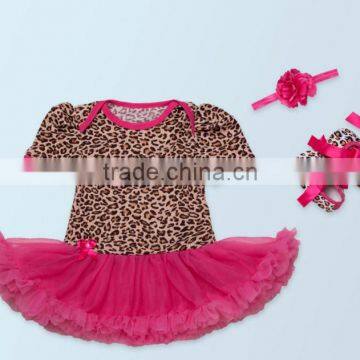 2017 3PCS Baby Sets Leopard Printing Romper, Romper+ Headband+one Pair of Shoes photo-2