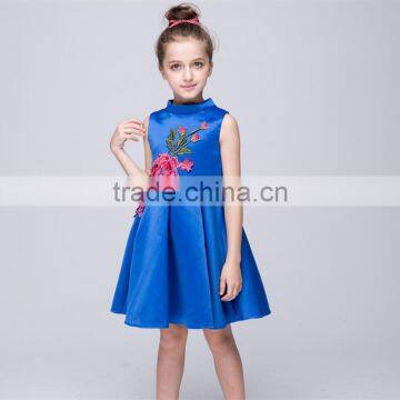 Pretty high neck casual frock designs pictures smocked children clothing wholesale