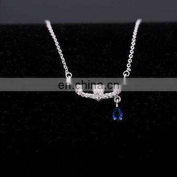 White gold fox pendant with crystal teardrop necklace