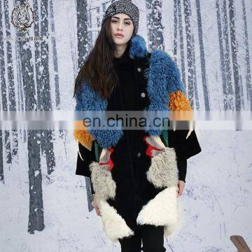 Nifty Style Lamb And Mink Fur Coat Reversible Female Multicolored Mix Different Fur Jacket Real Fur Down Overcoat photo-2