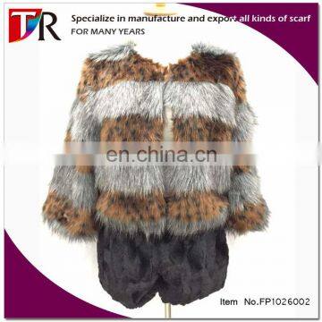 wholesale mongolian style fake fur lady leopard fur coat