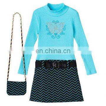 Kids Girls 4- 6 Knitworks Ribbed Rhinestone Mockneck Dresses With Stretch Belt photo-2