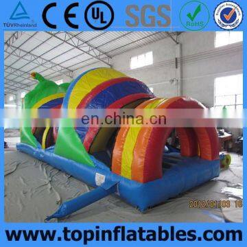 colorful rainbow Worm inflatable obstacle tunnel for kids