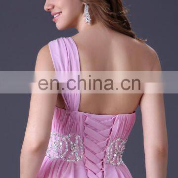 Grace Karin Latest Design One Shoulder Chiffon Ladies Long Evening Party Wear Gown CL3410-1# photo-4