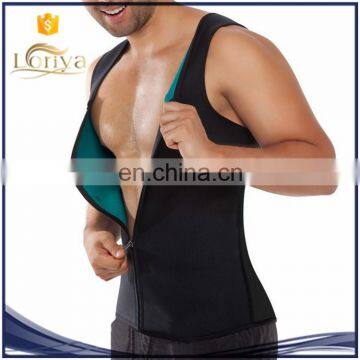 Fashion theromo sweat tops men body shaper latex zipper corset XS-2XL