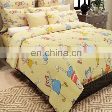 Yellow Cotton Printed Double Bedsheet Set