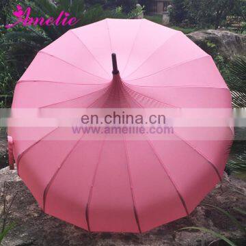 Windproof Pagoda Long Umbrella Plain UV Sun Rain Or Sunshade Umbrella Parasol