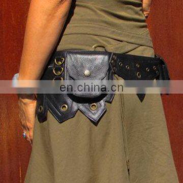 Leather Utility Belt Leather Hip Belt Bag Festival Burning Man Belt With Five Pockets in Leather Waist Belt Bag Funny Style Bag photo-3