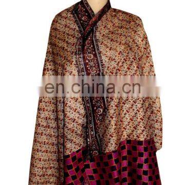 Reversible Vintage Quilted Silk Stole Women Kantha Silk Sari Scarf Shaw Indian Handmade Stitch Kantha Dupatta Neck Wrap scarves