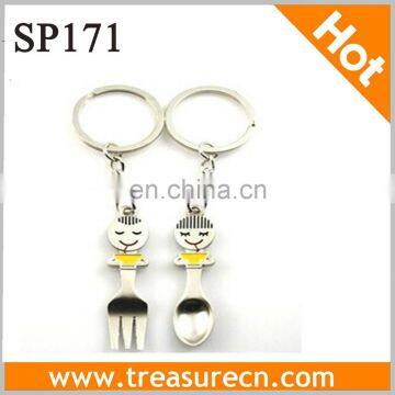 2014 Lovely Cartoon Metal Fork&Spoon With Key Ring