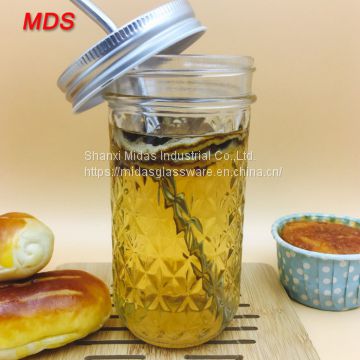 Fashion ball diamond mason jar glass for juice wholesale