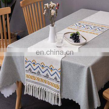 Home decoration accessories cotton woven table runner fabric printed table runner for hotel use