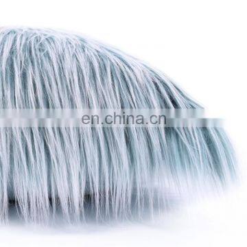Repreve 100% Polyester Latest Design Luxurious Fashion Blue Mongolian Long Hair Long Fur Cushion for Home Decor