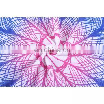 China Manufacturer Recyclable Peacock Feathers Printed Large Microfiber Towels Custom Round Beach Towel With Tassels