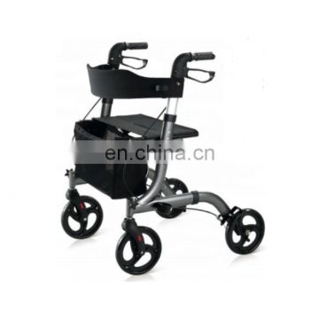 European style Ultra lightweight folding walker 4 wheels shopping cart rollator with seat