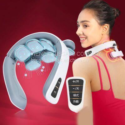 Intelligent Voice Call 3D Neck Massager Remote 2 Level Infrared Heating Pain Neck Care Massager photo-2
