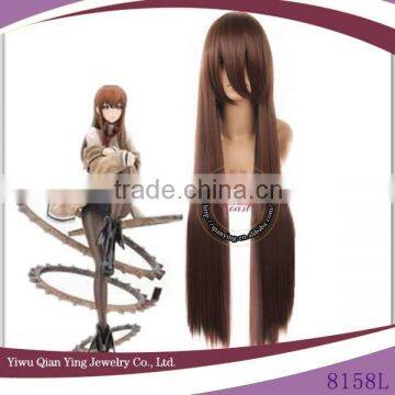 straight dark brown steins gate Makise Kurisu cosplay hair wig