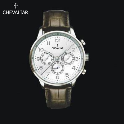 Stainless Steel Multi-function Watches Man Genuine Leather Quartz Chronograph Watch photo-2