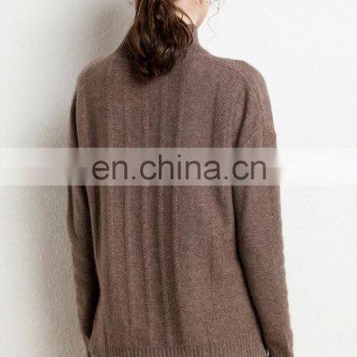 Ladies Plus Size Merino Wool Knit Chunky Loose Hem Slit Mock Neck Pullover Sweater photo-2
