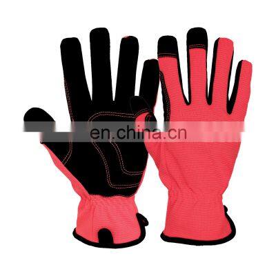 HANDLANDY Multi Purpose Red Vibration-Resistant Palm Outdoor Safety Garden Repair Car construction safety hand gloves