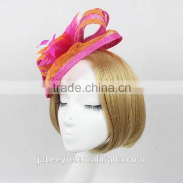 Elegant Sinamay Fabric Fascinator Feather Bridal Headpiece Wholesale photo-3