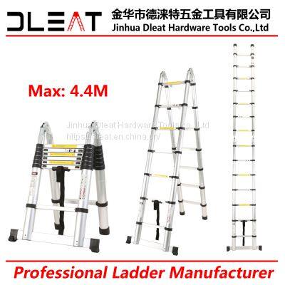 Dleat 2.2m+2.2m Double Aluminum Telescopic Ladder With EN131